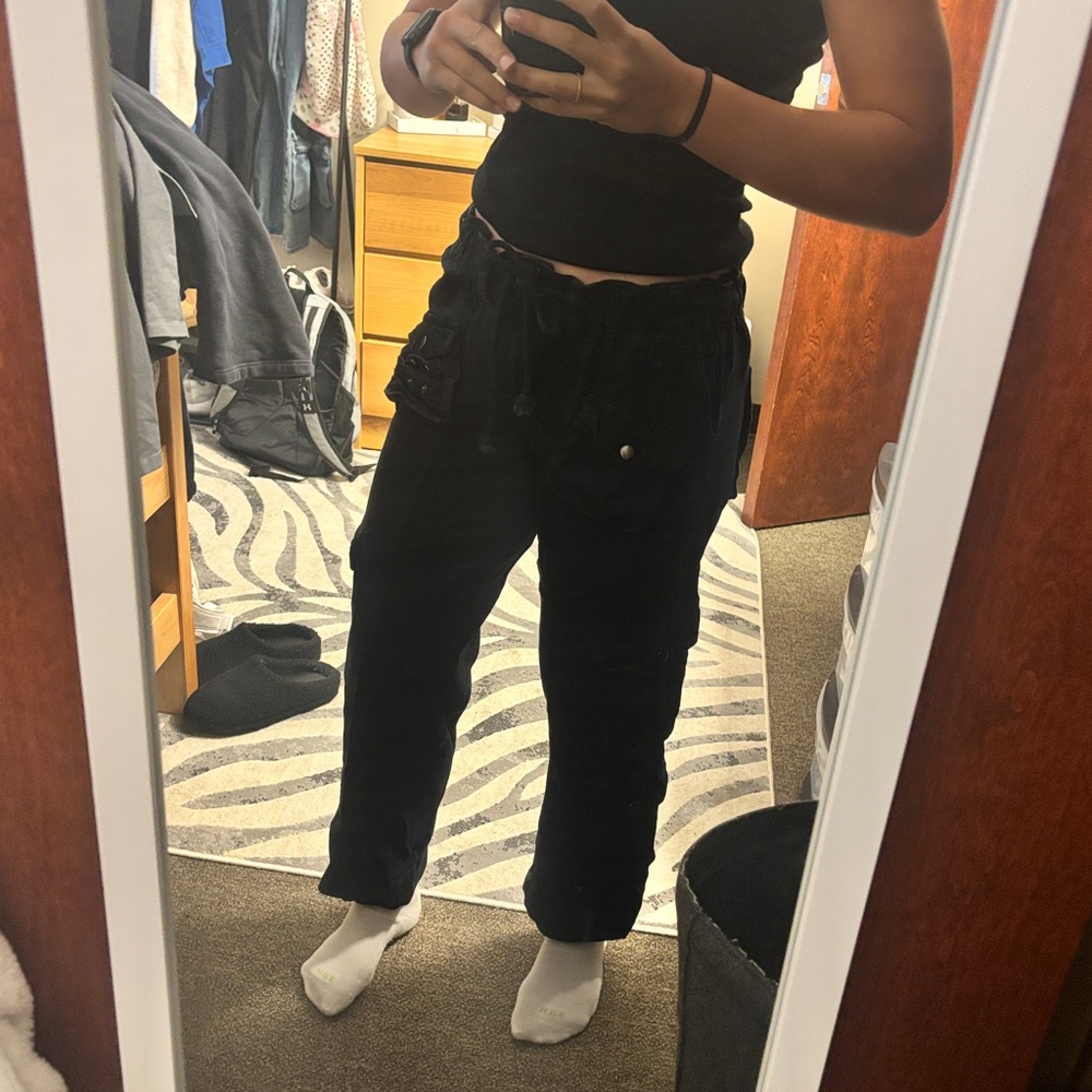 FREE PEOPLE Black Cargo Pants